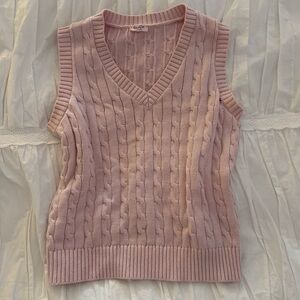 Brandy Melville/John Galt Pink Canle Knit Sweater Vest
